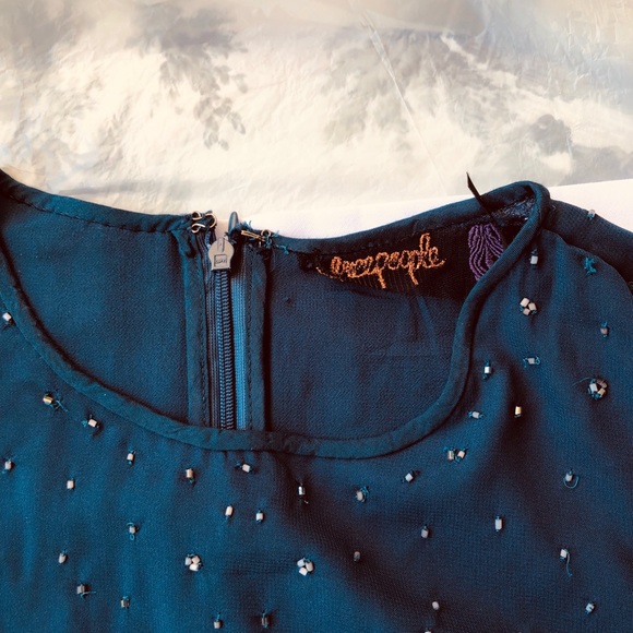 🎉Free People Beaded Navy Blue Mini Dress NWOT - Picture 6 of 7